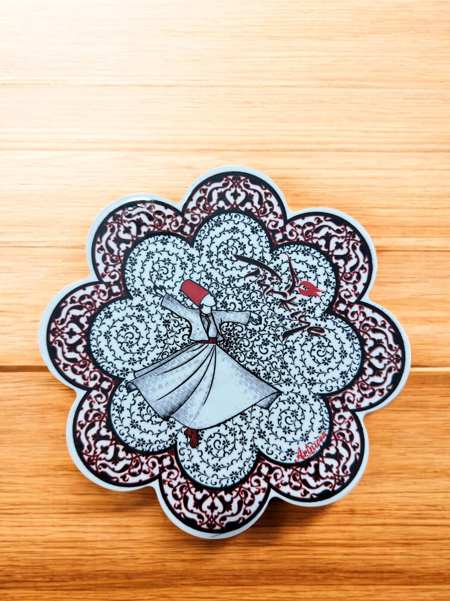 Handcrafted Turkish Coaster, Hand Painted Ceramic Drink Plate, Traditional Anatolian Pattern, Decorative Home Accent, 18 cm Size