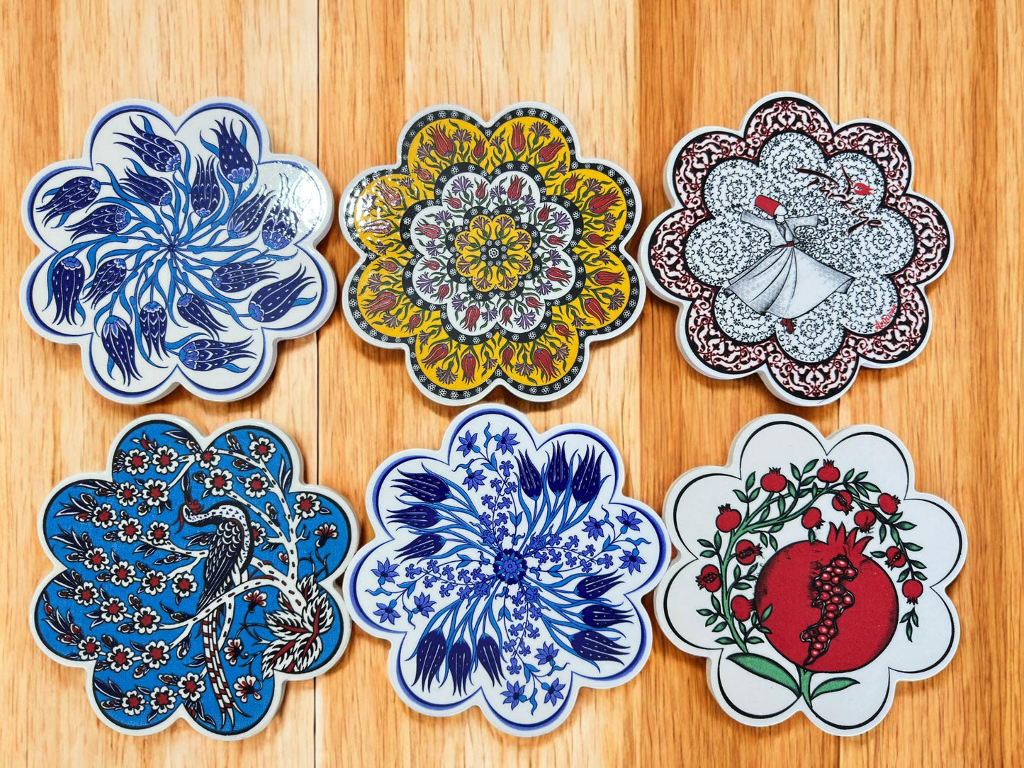 Handcrafted Turkish Coaster, Hand Painted Ceramic Drink Plate, Traditional Anatolian Pattern, Decorative Home Accent, 18 cm Size