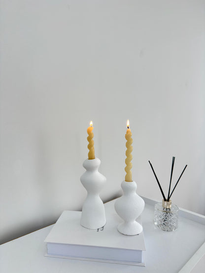 ceramic candle holder, nordic candle, scandi decor, minimalist candle, taper holder, handmade candle, modern candle, ceramic decor