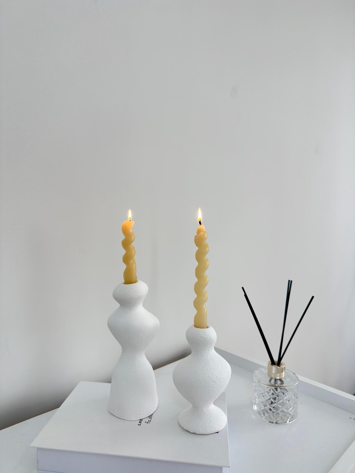 ceramic candle holder, nordic candle, scandi decor, minimalist candle, taper holder, handmade candle, modern candle, ceramic decor