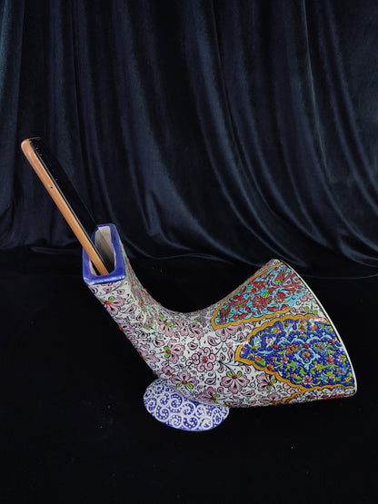 Handmade Ceramic Gramophone Speaker Amplifier – Floral Pottery Music Box, Unique Phone Amplifier, Ideal Birthday Gift