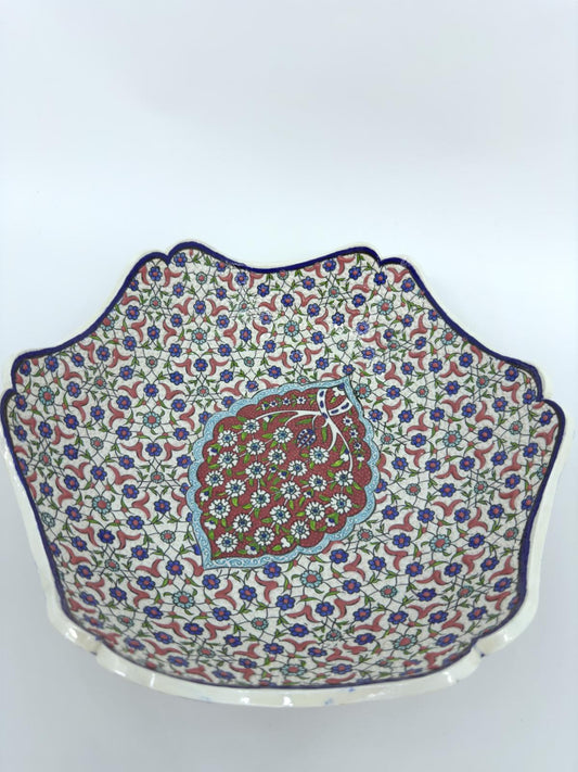 Handmade Turkish Ceramic Serving Bowl – 12" Hand-Painted Tree of Life Design, Large Decorative Fruit Bowl