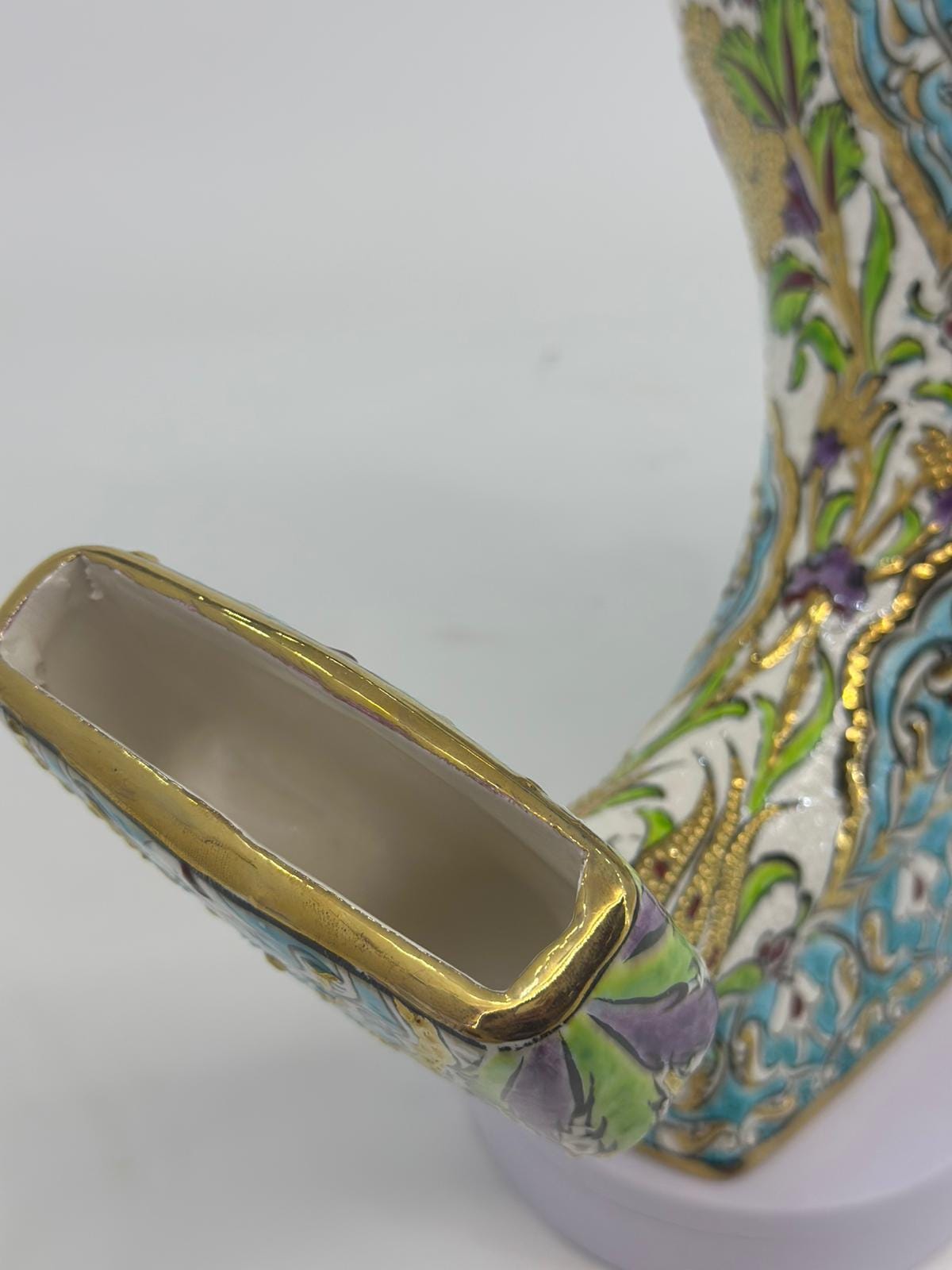 Handmade Ceramic Gramophone Amplifier: 25K Gold Turkish Pottery Horn Speaker