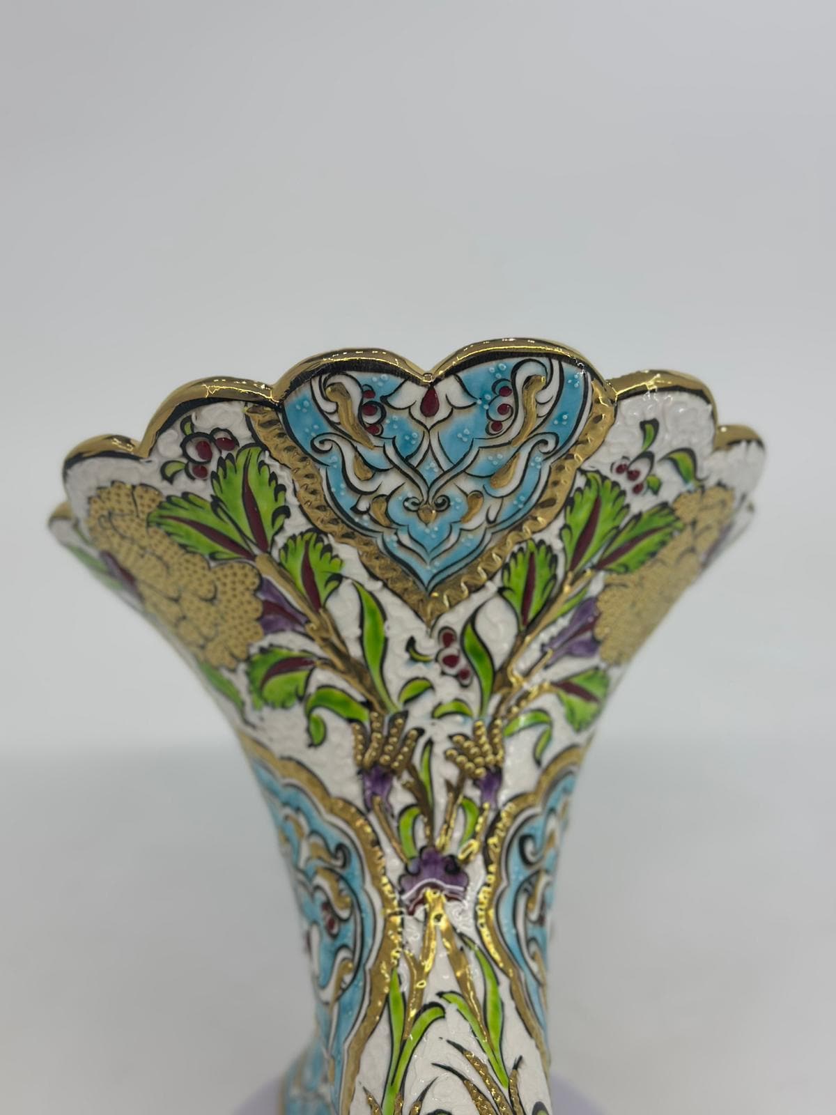 Handmade Ceramic Gramophone Amplifier: 25K Gold Turkish Pottery Horn Speaker