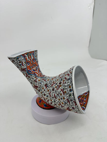Ceramic Gramophone Amplifier, Handmade Turkish Speaker, Iznik Art Decor, Boho Home Accent, Ottoman Style Gift
