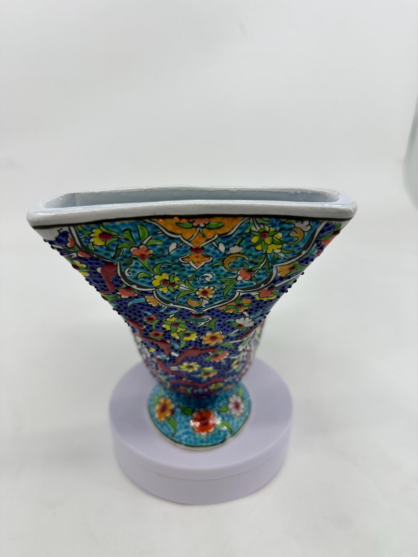 Ceramic Phone Amplifier, Blue Iznik Gramophone, Handmade Turkish Speaker, Floral Ottoman Decor, Boho Art Gift