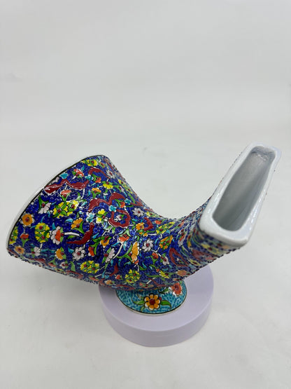 Ceramic Phone Amplifier, Blue Iznik Gramophone, Handmade Turkish Speaker, Floral Ottoman Decor, Boho Art Gift