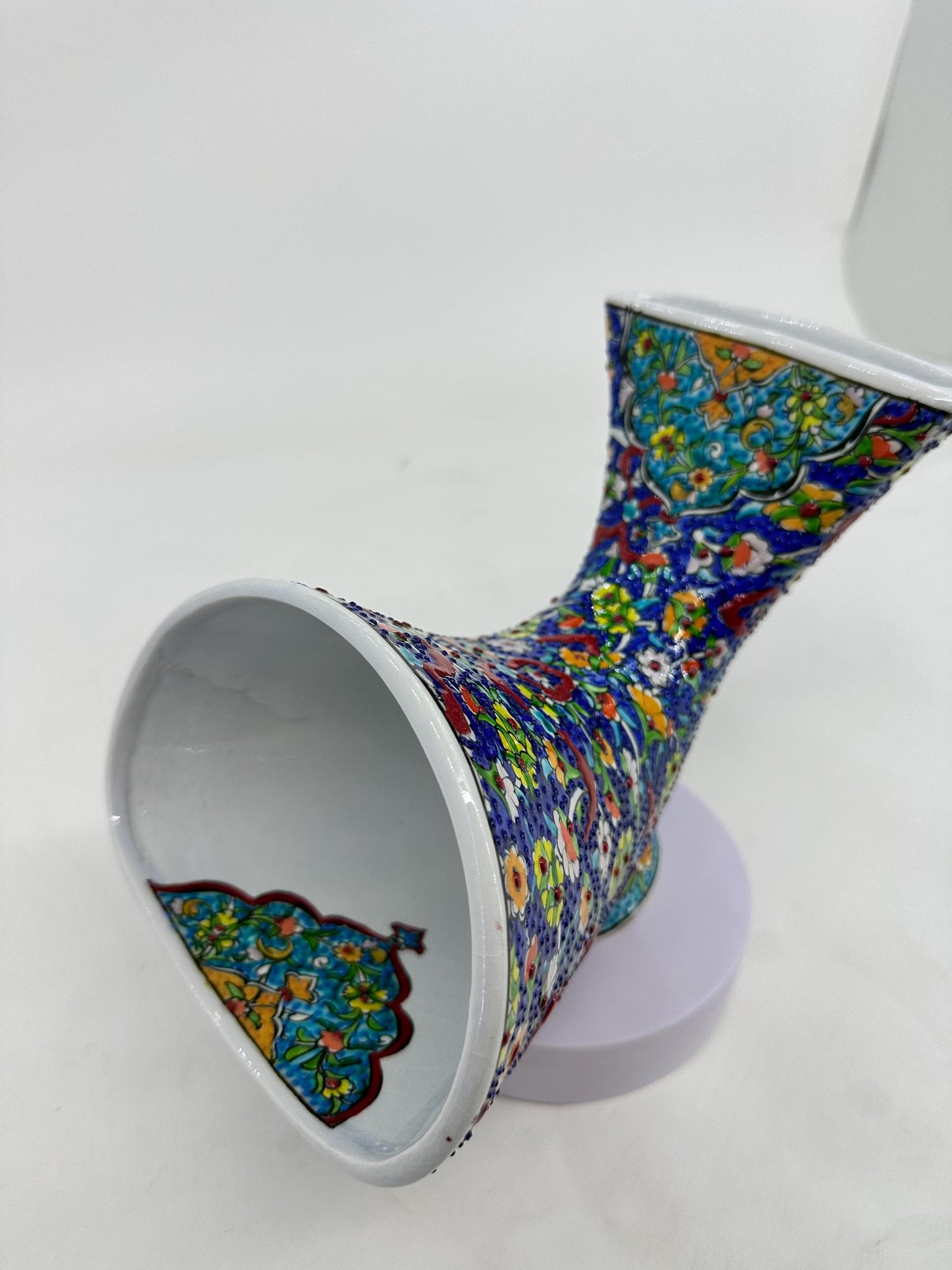 Ceramic Phone Amplifier, Blue Iznik Gramophone, Handmade Turkish Speaker, Floral Ottoman Decor, Boho Art Gift