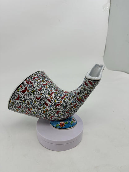 Bird Pattern Ceramic Gramophone, Handmade Iznik Speaker, Turkish Phone Amplifier, Ottoman Home Decor, Boho Gift