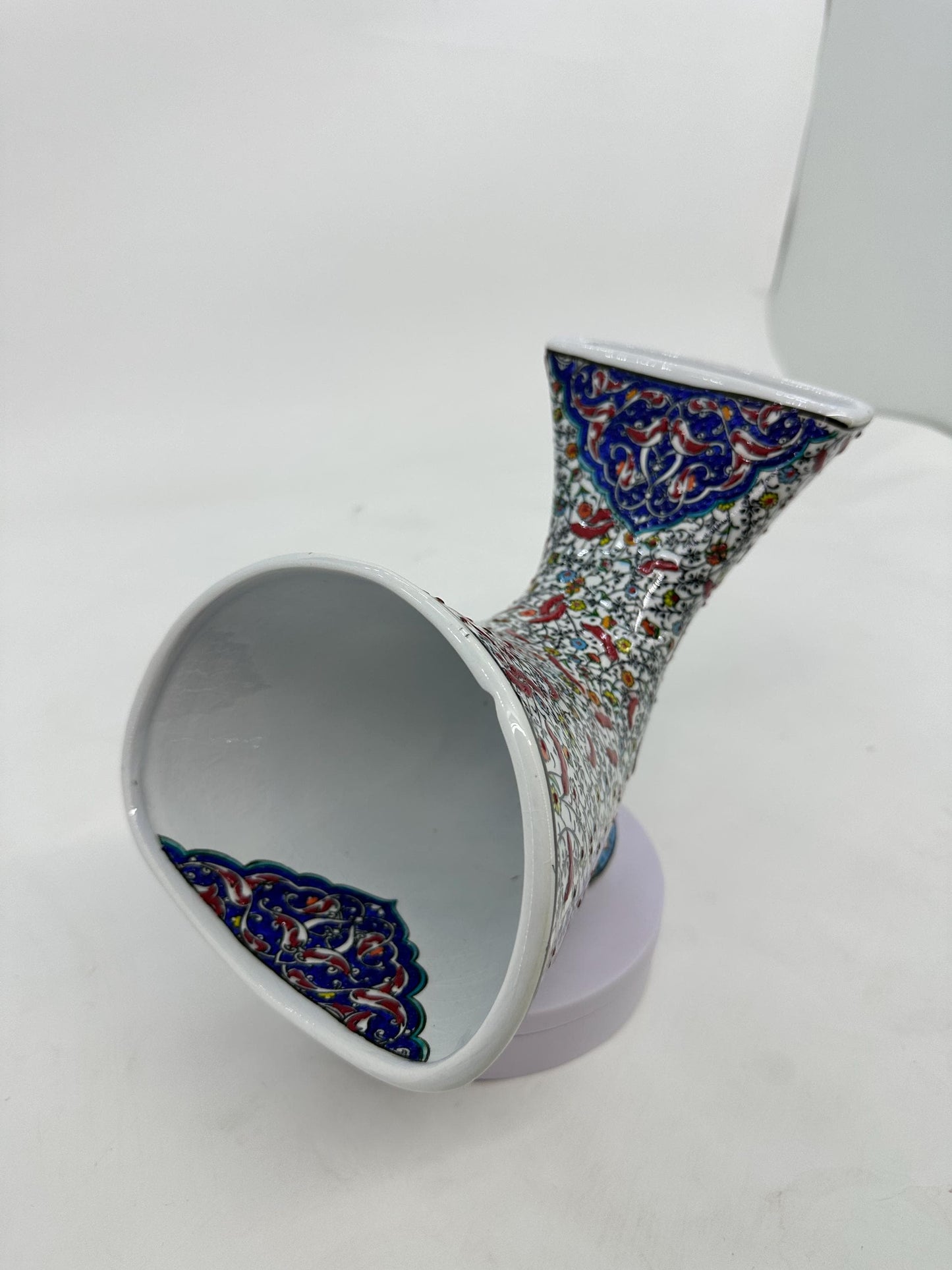 Bird Pattern Ceramic Gramophone, Handmade Iznik Speaker, Turkish Phone Amplifier, Ottoman Home Decor, Boho Gift