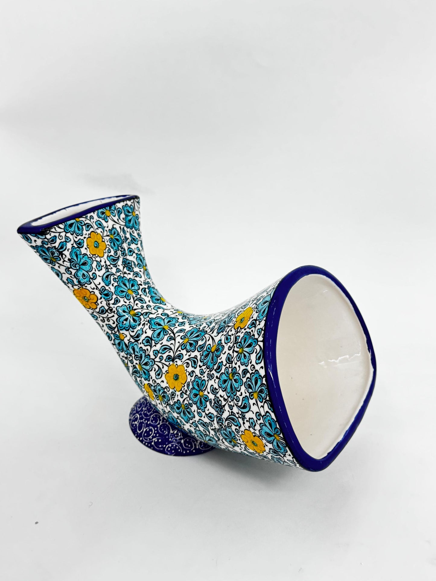 Ceramic Phone Amplifier, Handmade Gramophone Style Sound Booster, Turkish Tile Art, No Electricity Needed, Unique Gift