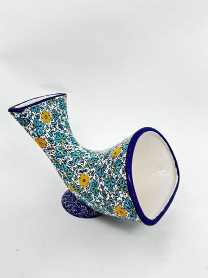 Ceramic Phone Amplifier, Handmade Gramophone Style Sound Booster, Turkish Tile Art, No Electricity Needed, Unique Gift