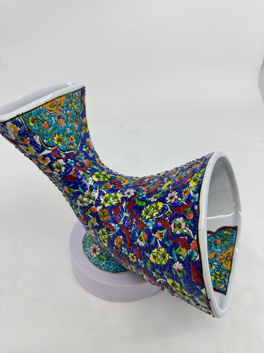 Ceramic Phone Amplifier, Blue Iznik Gramophone, Handmade Turkish Speaker, Floral Ottoman Decor, Boho Art Gift
