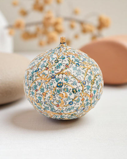 Handmade Ceramic Figurine: 24K Gold Ottoman Pattern Home Decor