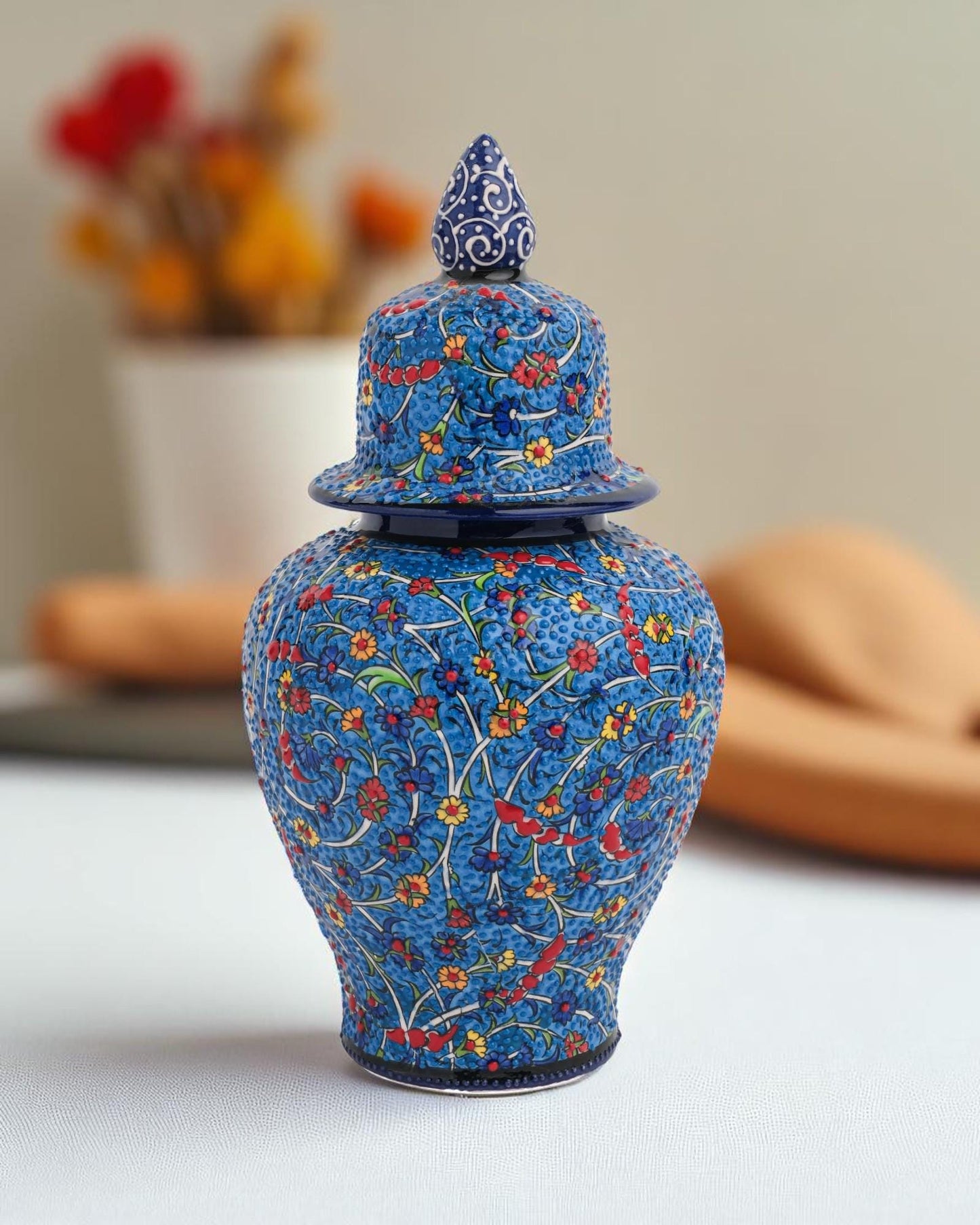 Handmade Turkish Ceramic Vase: Iznik Ottoman Style Pottery