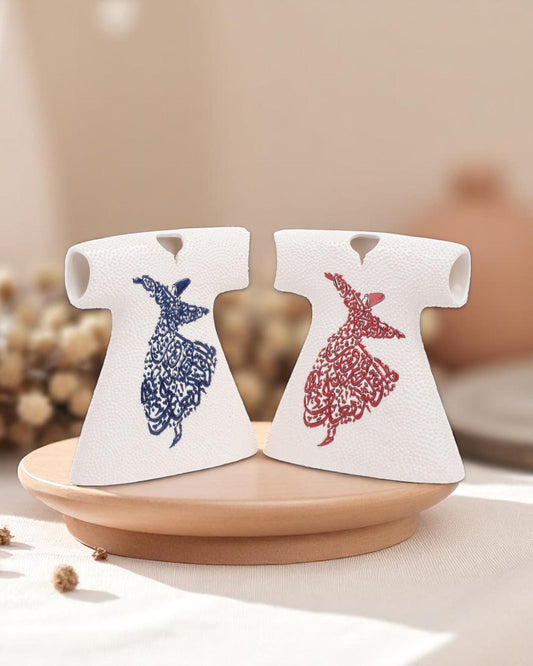 Handmade Ceramic Kaftan Figurine: Islamic Calligraphy, Sufi Decor