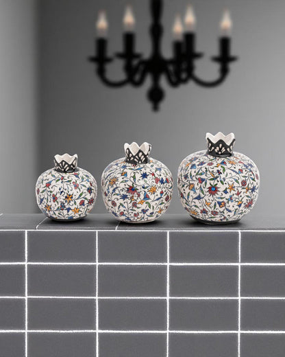 Handmade Ceramic Pomegranate Set: Abundance Symbol Home Decor