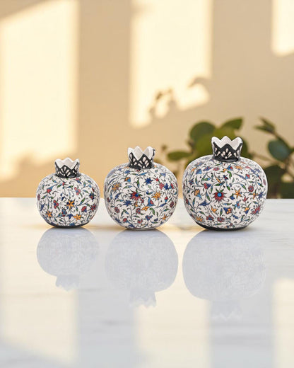 Handmade Ceramic Pomegranate Set: Abundance Symbol Home Decor