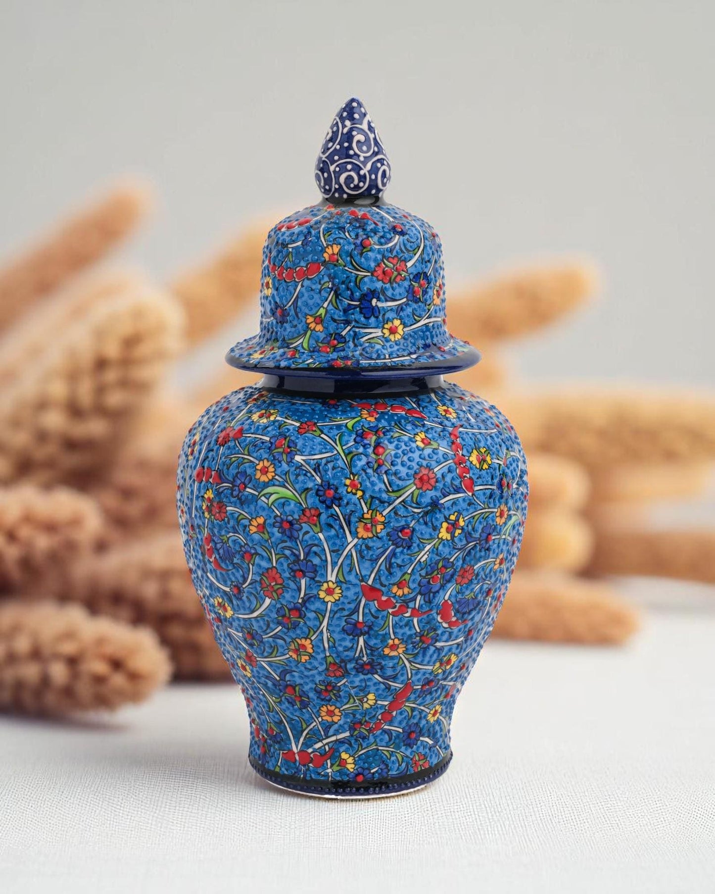 Handmade Turkish Ceramic Vase: Iznik Ottoman Style Pottery