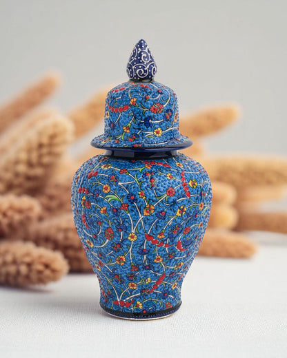 Handmade Turkish Ceramic Vase: Iznik Ottoman Style Pottery