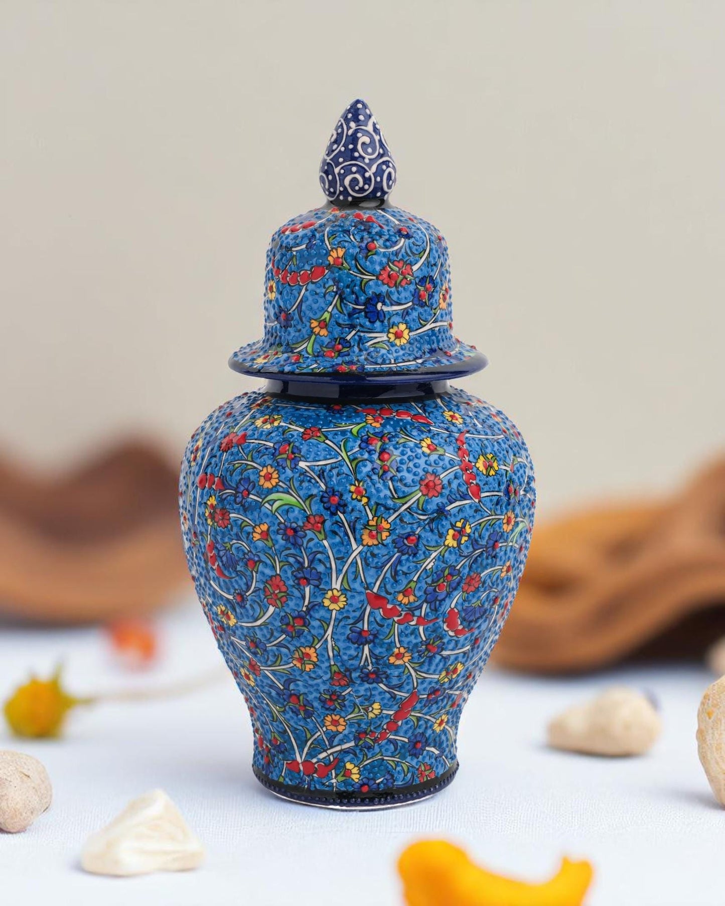 Handmade Turkish Ceramic Vase: Iznik Ottoman Style Pottery