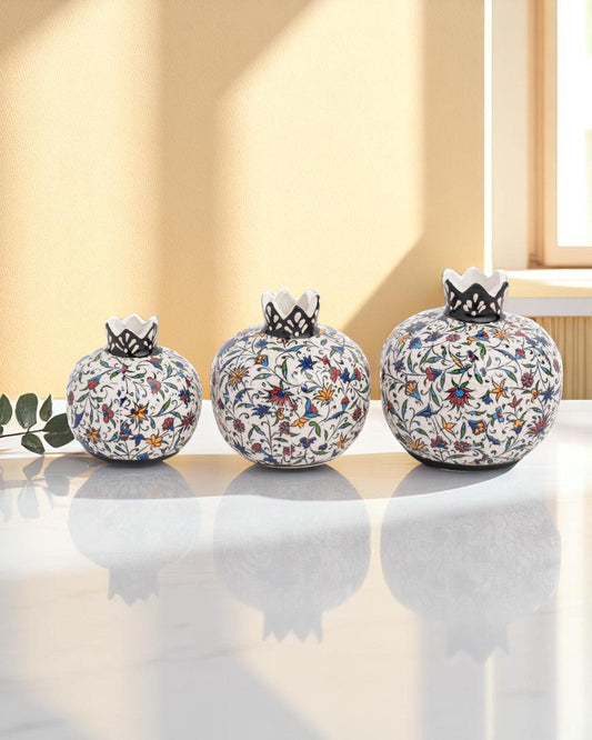 Handmade Ceramic Pomegranate Set: Abundance Symbol Home Decor