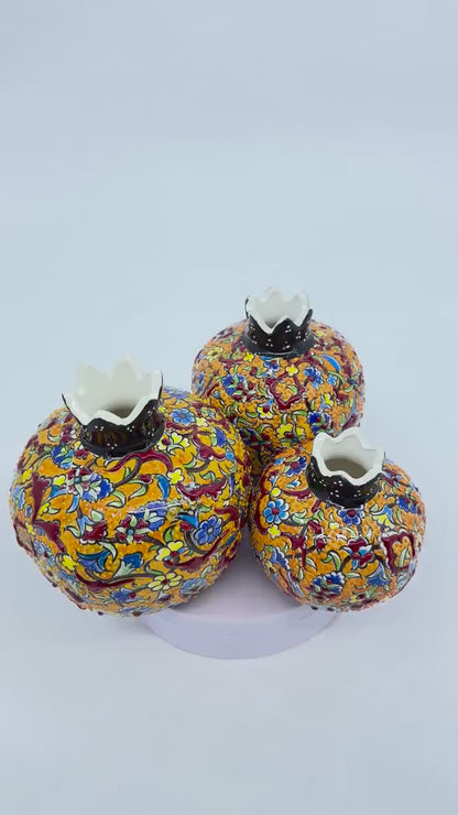 Ceramic Pomegranate Decor Kitchen Accent Counter Display Dining Room Table Centerpiece Jewish Gift Handmade Pottery Home Decoration Shelf