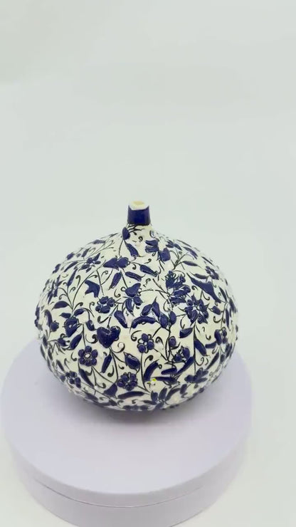 Handmade Turkish Ceramic Fig Decor - Iznik Style Floral Design - Unique Home Accent or Gift - Traditional Pottery Art 1 Piece