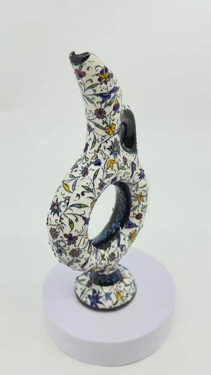 Handmade Turkish Ceramic Hittite Wine Jug Decanter – Unique Pottery, Traditional Home Decor, Authentic Gift, Handcrafted Ceramic Art