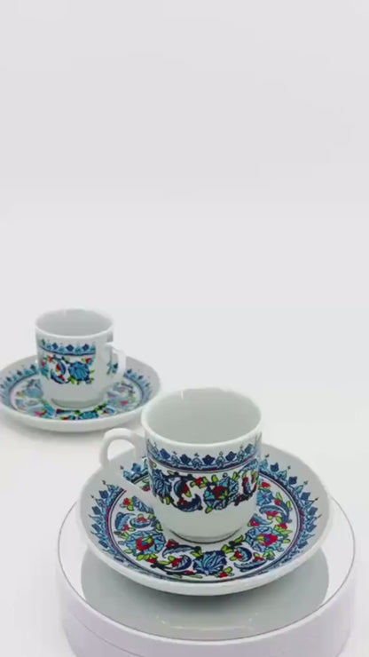 turkish coffee set, ceramic espresso cup, ottoman coffee gift, handmade coffee cups, floral cup set, pottery coffee decor
