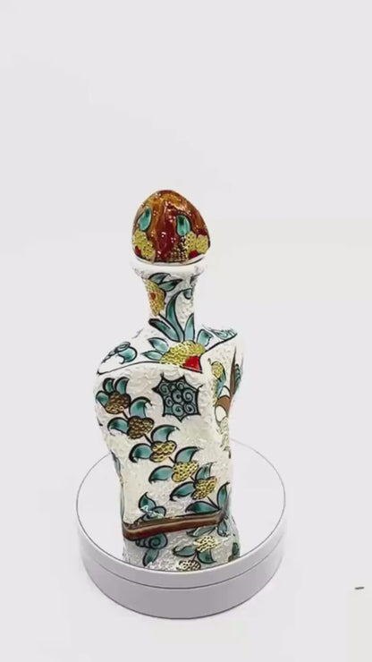 Hand-Painted Decorative Liquor Bottle – Unique Ceramic Ornament for Home Bar or Shelf Decor, Perfect Valentine's Day Gift Idea