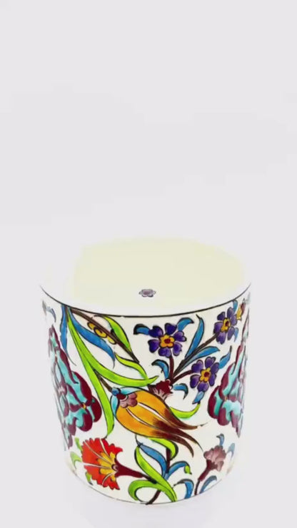 hand painted ceramic napkin holder, turkish napkin holder, ottoman decor, kitchen decor, floral ceramic, table centerpiece